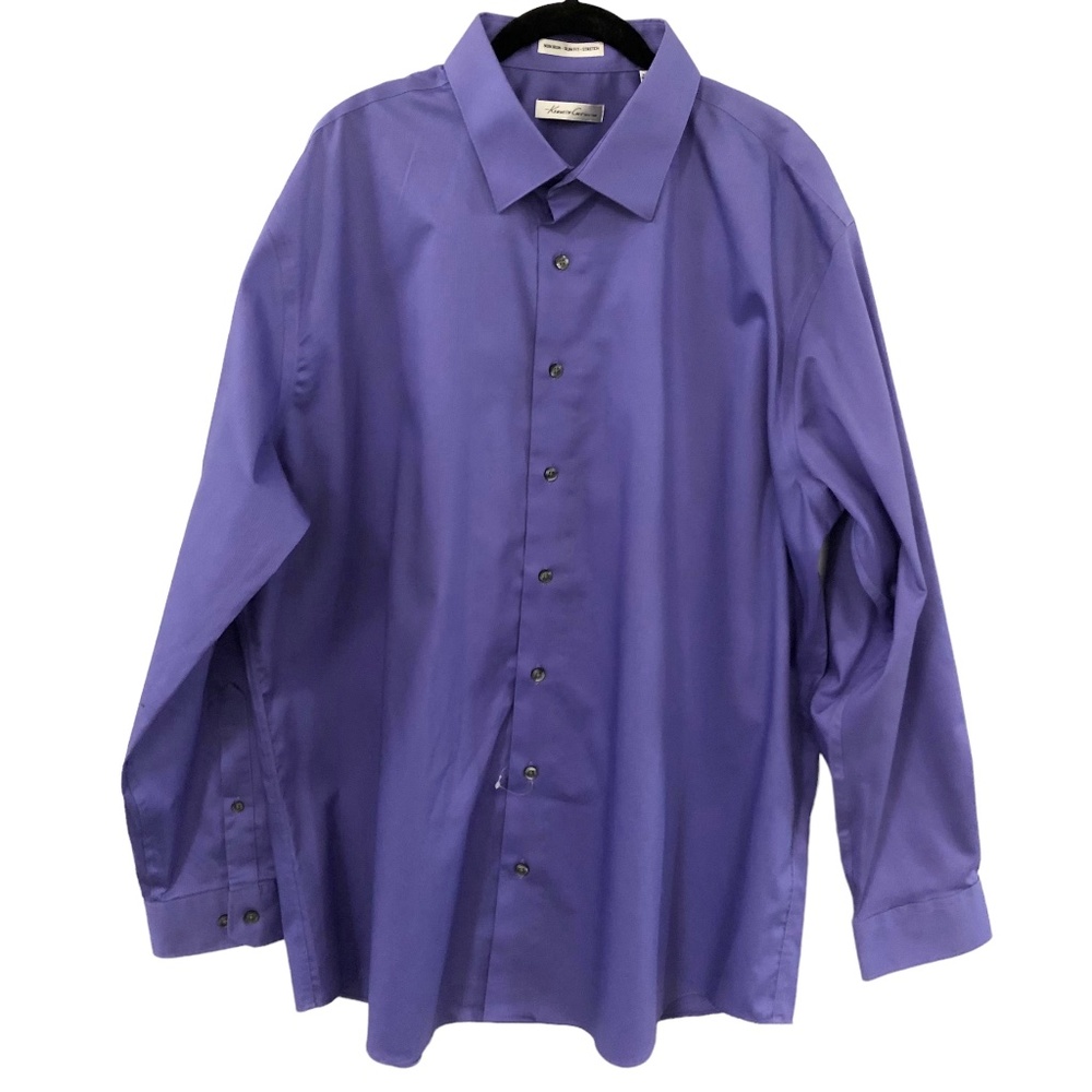 NWOT Kenneth Cole Non Iron Slim Fit Stretch Button Down Purple Shirt 18 34/35